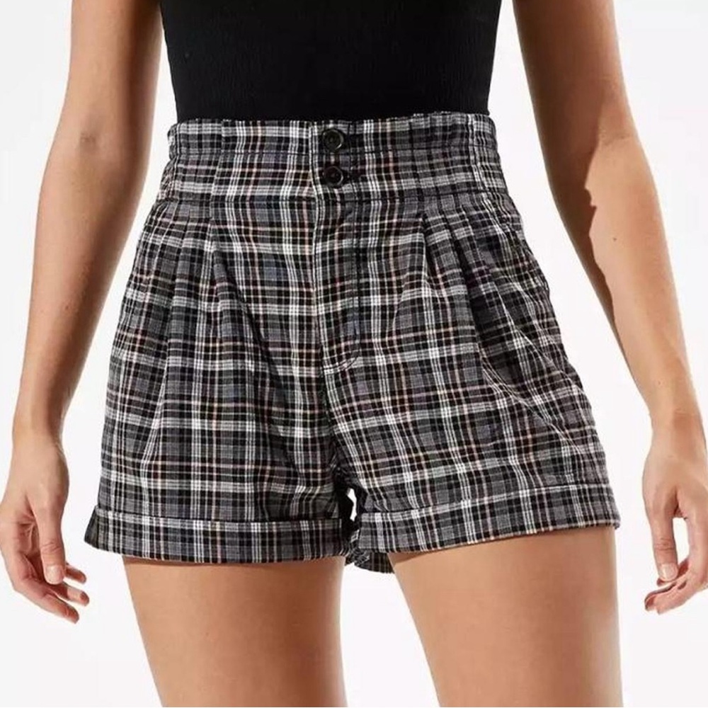 American Eagle AE Plaid Mom Shorts